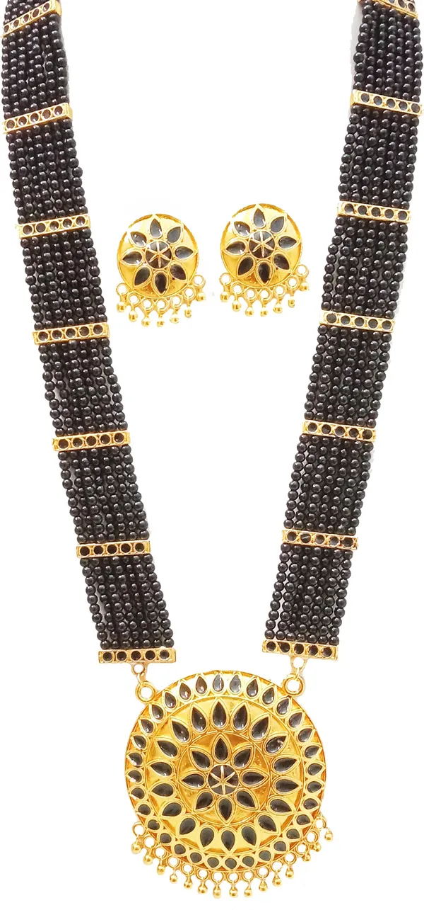 Assamese_Traditional_Gold_Plated_Black_Colour_Japi_Tassel_Jewellery_Set_For_Women_&_Girls